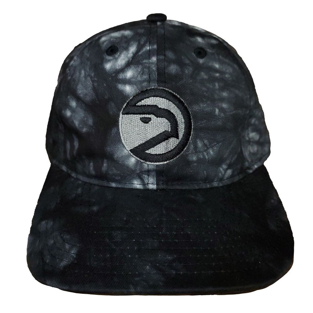 Atlanta Hawks Mitchell & Ness NBA Dad Hat Cap Black Tie Dye Scrunch Closure New